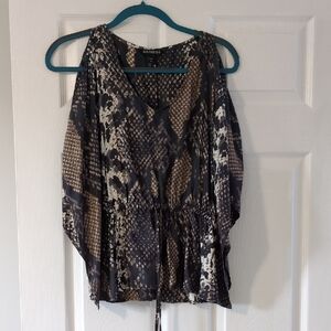 Express Women's Black and Tan Blouse